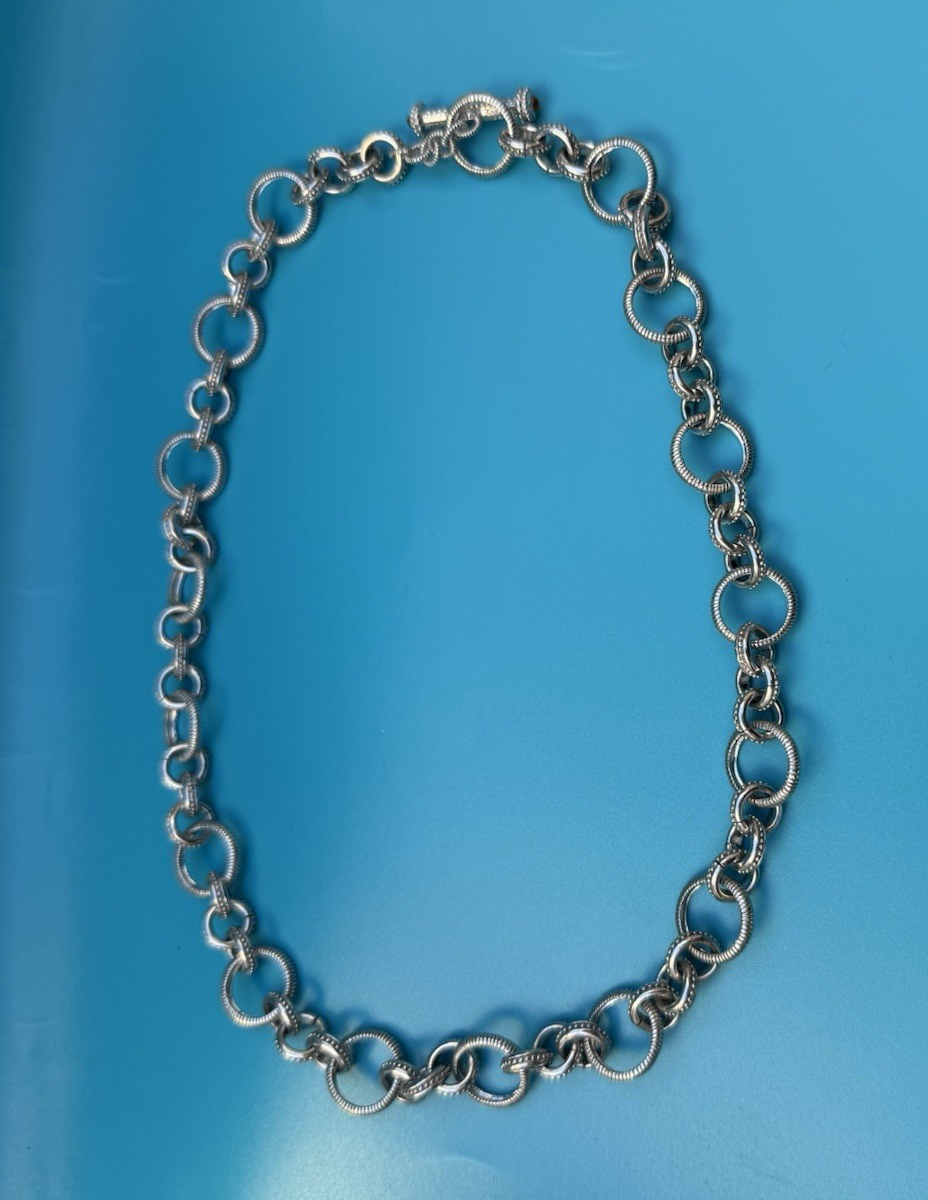 Gorgeous Vintage Chunky Cable Link Necklace Sterling Silver by Judith Ripka 9