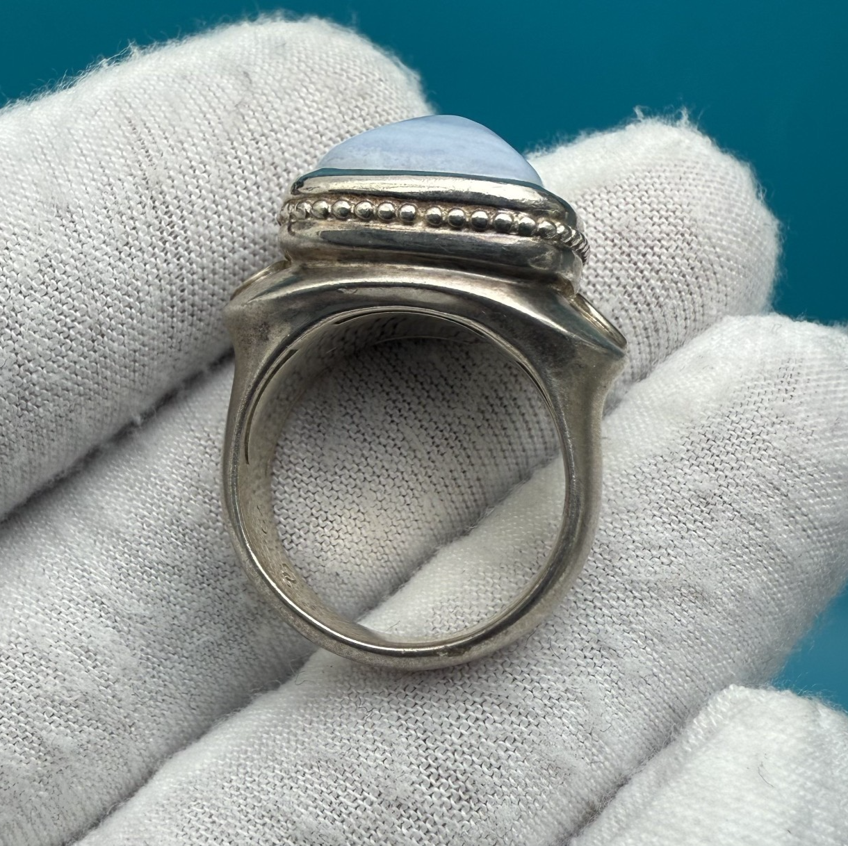 Wonderful SeidenGang Sterling Silver Ring with Blue Agate Gem5