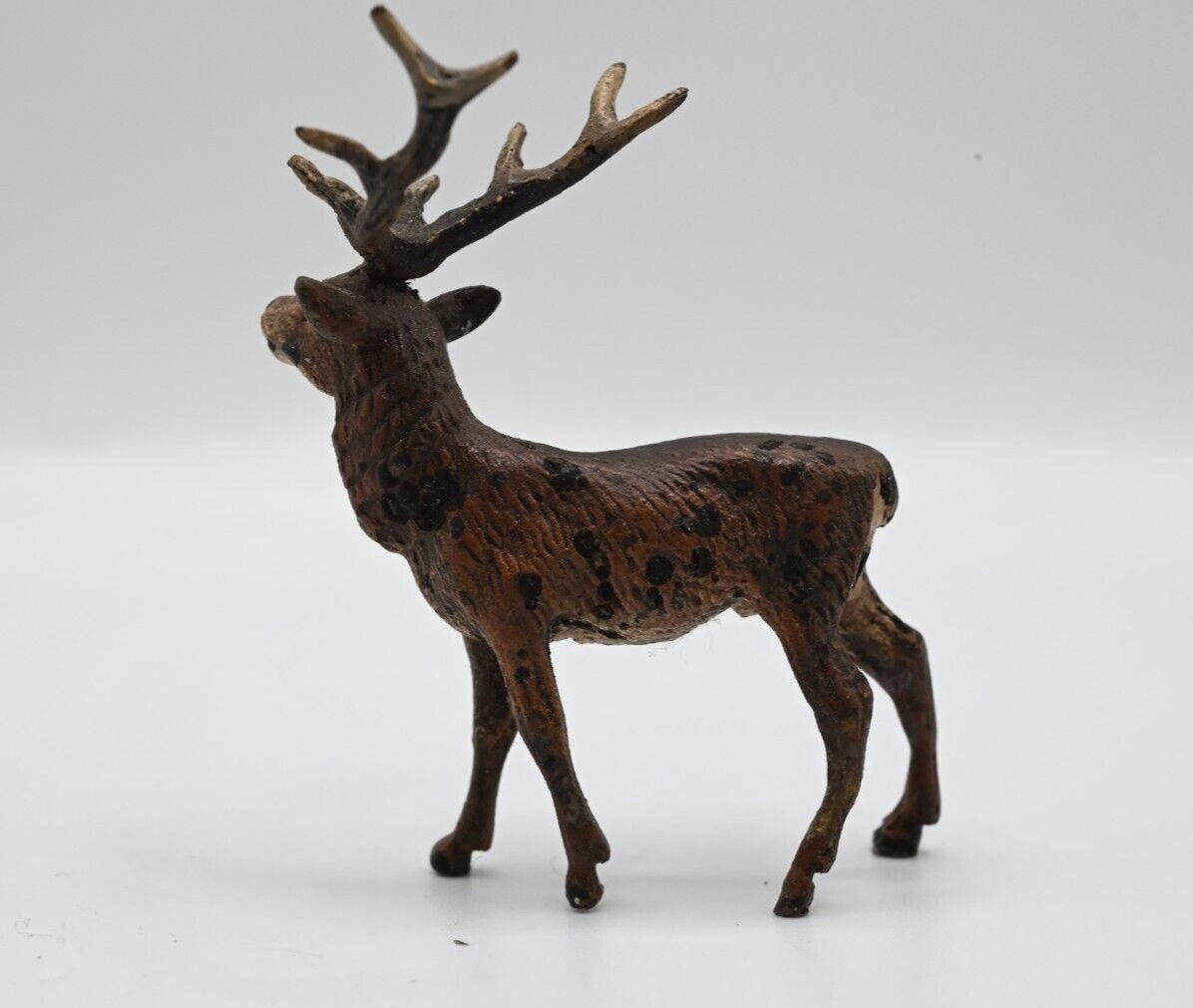 Majestic Antique Austrian Vienna Cold Painted Bronze Figure of Deer Buck2