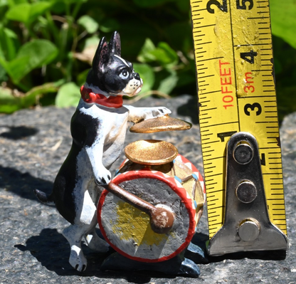 Fun Austrian Vienna Cold Painted Bronze Figure of Boston Terrier Playing Drums6