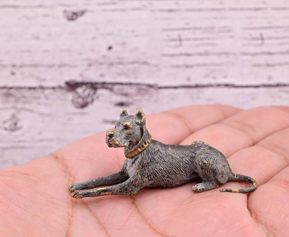 Antique Austrian Vienna Cold Painted Bronze Figure of Life-like Great Dane Dog5