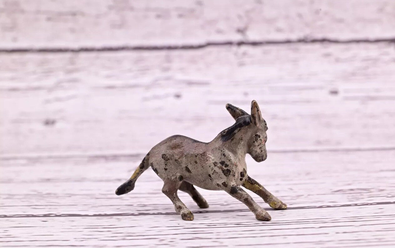 Amazing Antique Austrian Vienna Cold Painted Bronze Figure of Running Donkey7