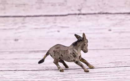 Amazing Antique Austrian Vienna Cold Painted Bronze Figure of Running Donkey7