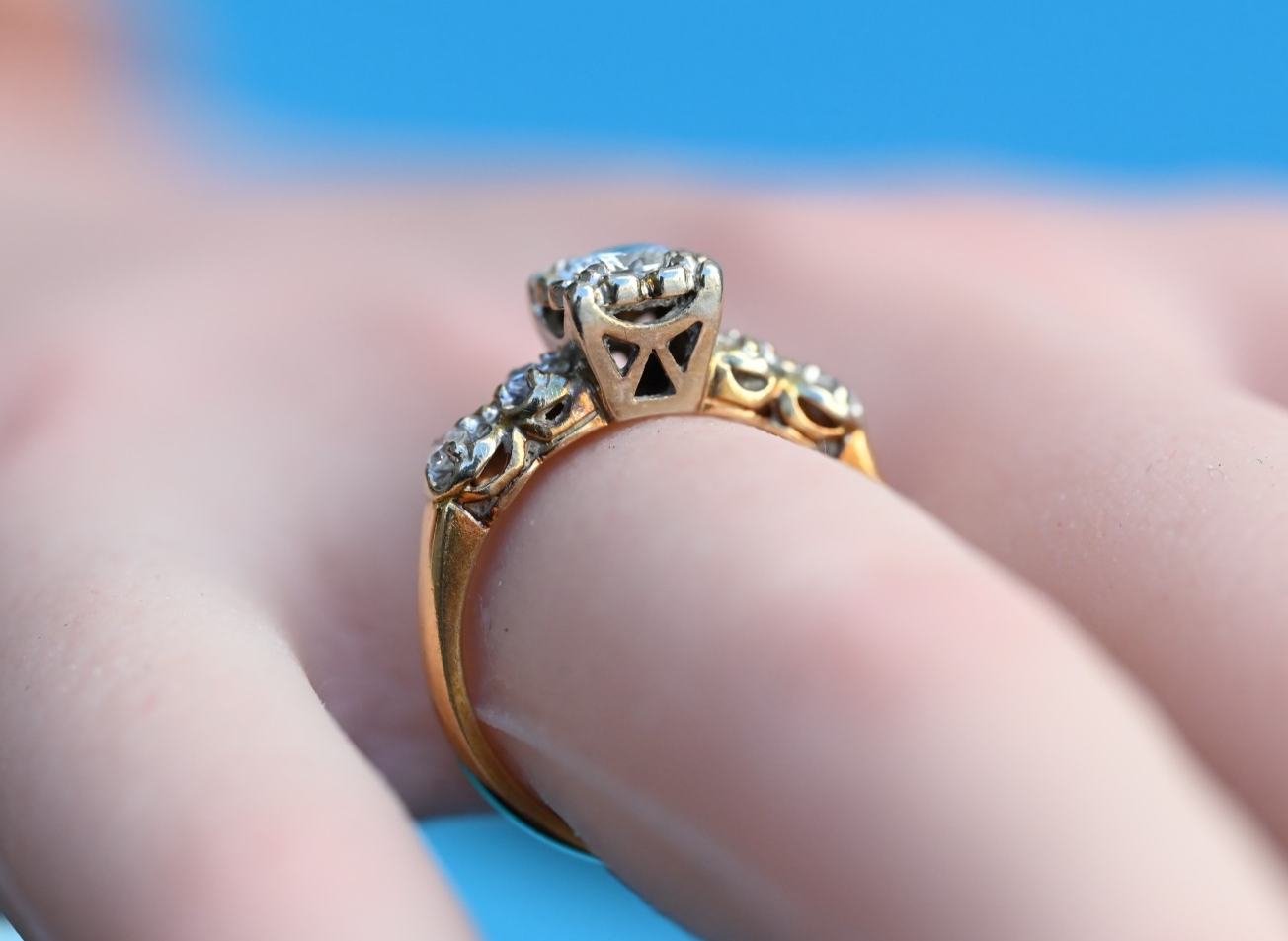 Superb Antique Early 1900s Natural Diamond & 14k Yellow Gold Ring10