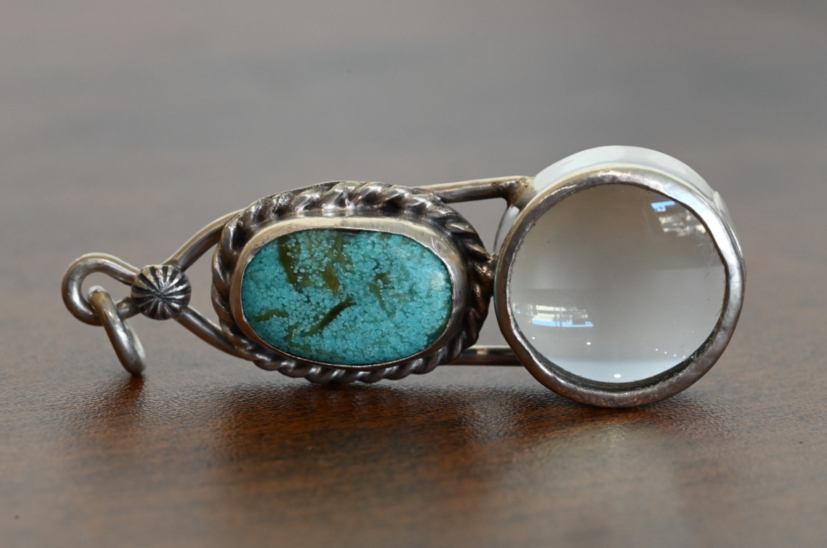 Sterling Silver Southwest Jewelers Loupe W/ Turquoise Gem1