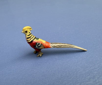 Small Antique Austrian Vienna Cold Painted Bronze Figure of Golden Pheasant0