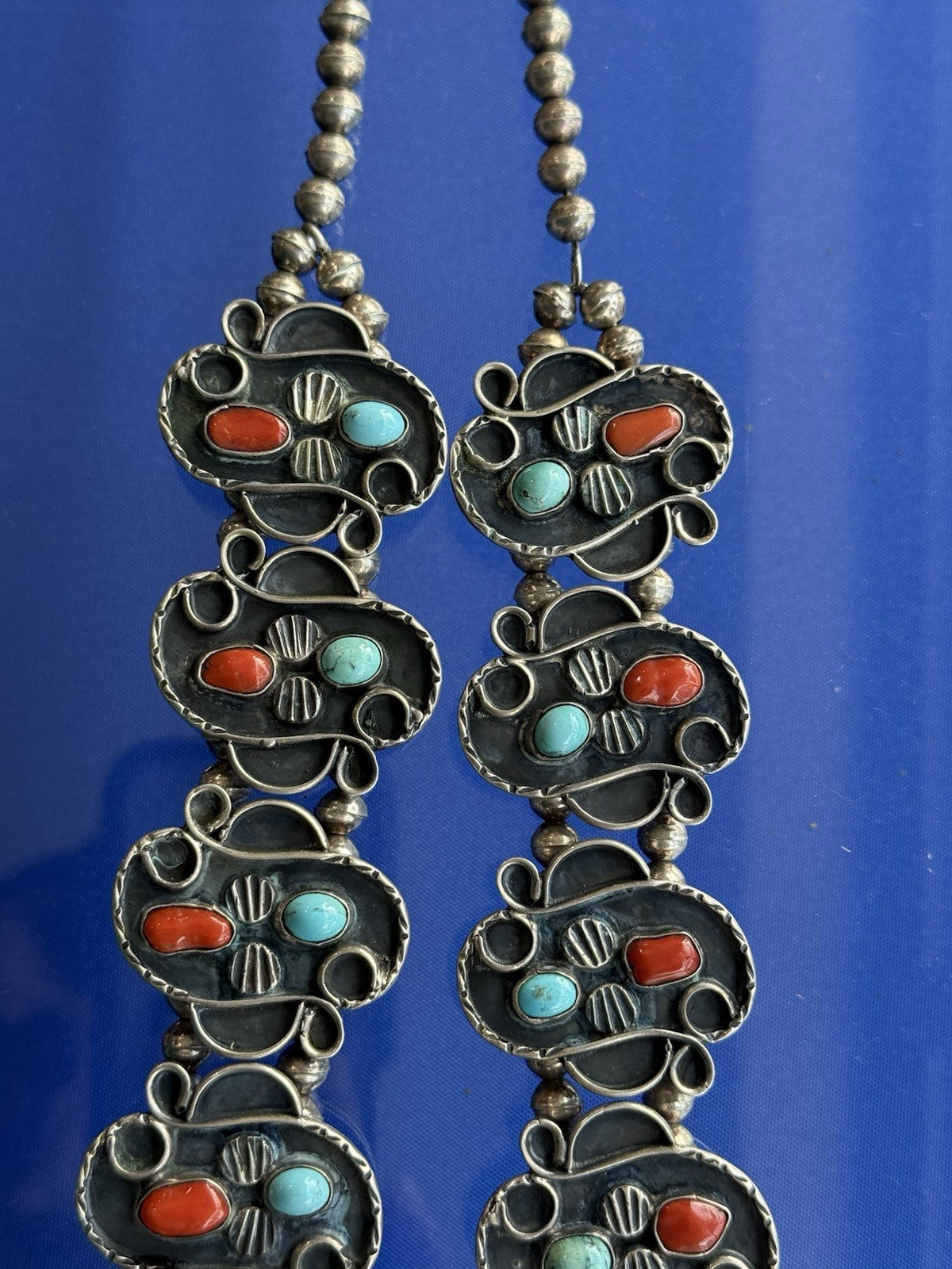 Huge Native American / Southwestern Sterling Silver Squash Blossom Necklace 304g3