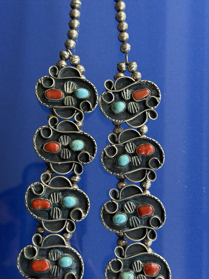 Huge Native American / Southwestern Sterling Silver Squash Blossom Necklace 304g3