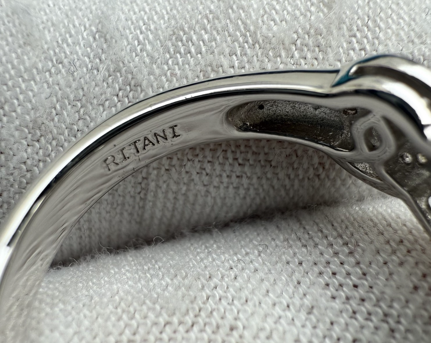 Vintage Marked Ritani Solid Sterling Silver 925 CZ Halo Tapered Band Ring6