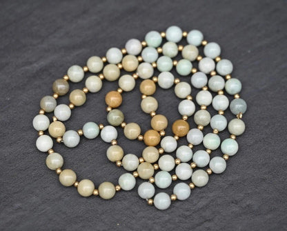 Lovely Chinese Multi Colored Natural Jade Beaded Necklace With 14k Gold Spacers1
