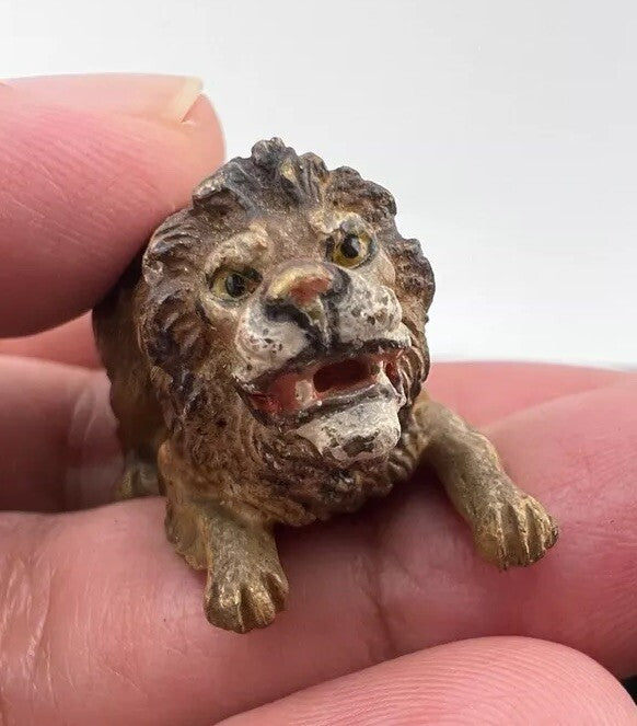 Super Awesome Austrian Vienna Small Miniature Lion Antiques 1900s Cold Painted7
