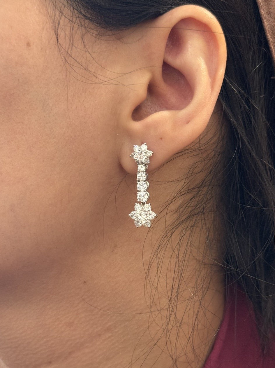 High Quality Natural Diamond Detachable Floral Drop Earrings 3.7ct IGI Certified1