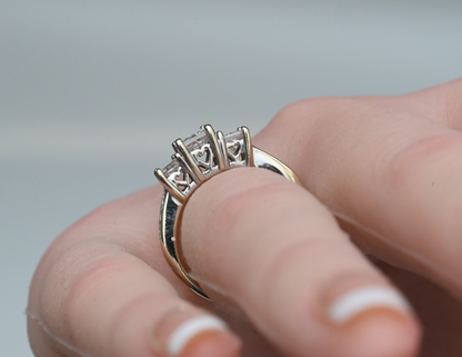 Princess Cut Diamond Three-stone Engagement Ring Crafted in 14k Two Tone Gold6