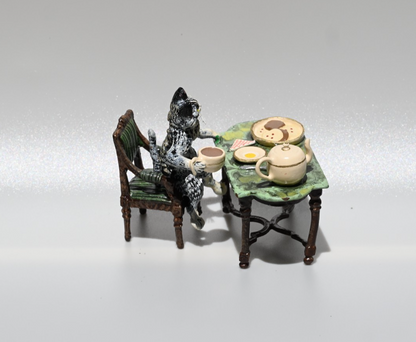 Fritz Bergmann Austrian Vienna Cold Painted Bronze Figure of Cat Having Tea9