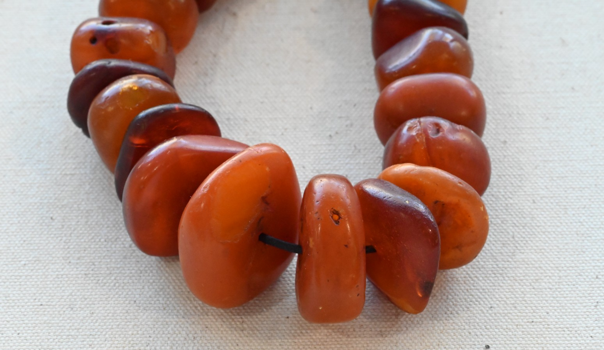 Large Antique Middle Eastern Baltic Butterscotch Amber Beaded Necklace 118 Gram9