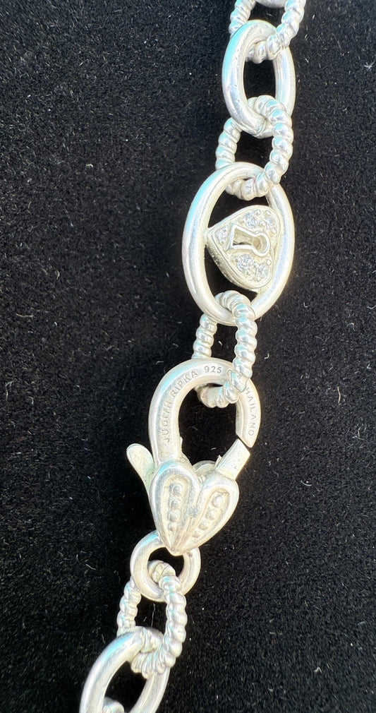 Genuine Judith Ripka Sterling Silver Textured Link Chain Necklace1