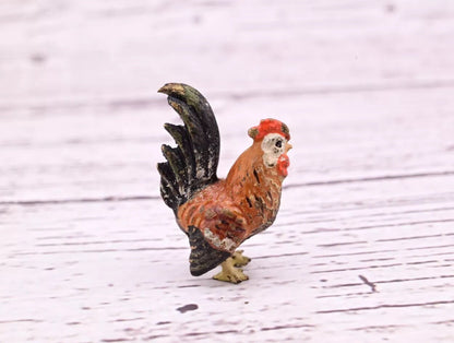 Original 1900s Antique Austrian Vienna Cold Painted Bronze of Tiny Rooster5