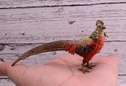 1900s Detailed Antique Austrian Vienna Cold Painted Bronze of Gold Pheasant0