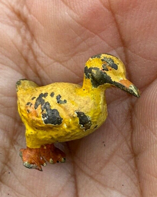 Cute Antique Austrian Vienna Cold Painted Bronze Figure of Yellow Duckling0