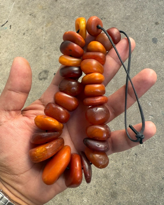 Large Antique Middle Eastern Baltic Butterscotch Amber Beaded Necklace 118 Gram0