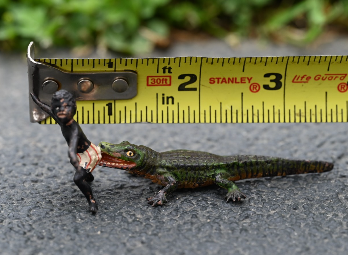 Rare 1900s Austrian Vienna Cold Painted Bronze Figure of Alligator Biting Child2