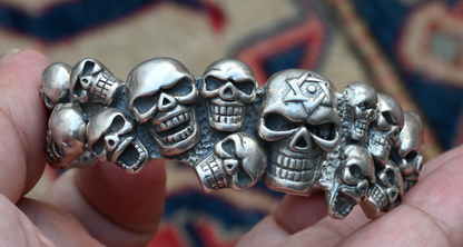 Fantastic Sterling Silver Cuff Bracelet with Skull Design0