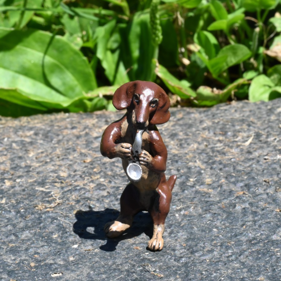 Fritz Bergmann Austrian Vienna Cold Painted Bronze Musical Dachshund w Saxophone1