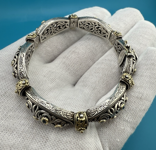 Stunning & Original Konstantino 750 (18K) & Sterling Bracelet with Blue Topaz0