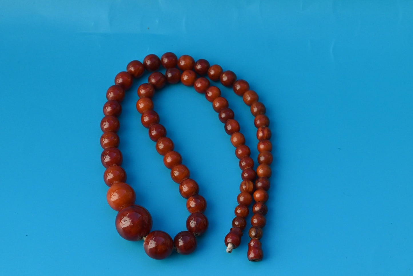 Gorgeous Dark Colored Natural Amber Necklace in Round Sphere Shape0