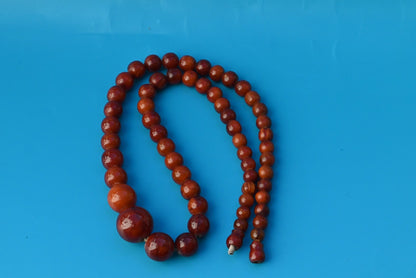 Gorgeous Dark Colored Natural Amber Necklace in Round Sphere Shape0