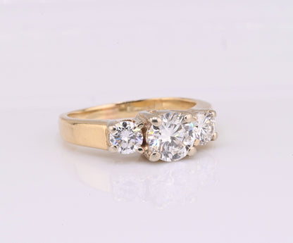 Beautiful Three stone 1.25 cttw Diamond & 14k Yellow Gold Ring IGI Certified2