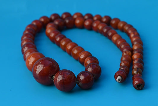 Gorgeous Dark Colored Natural Amber Necklace in Round Sphere Shape1