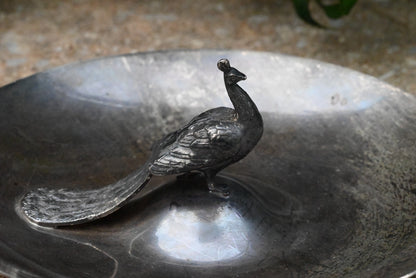 Super Beautiful Antique Early 20th Century Sterling Silver Peacock Candy Dish2