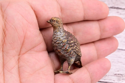 Original Early Antique Austrian Vienna Cold Painted Bronze of Partridge Bird7