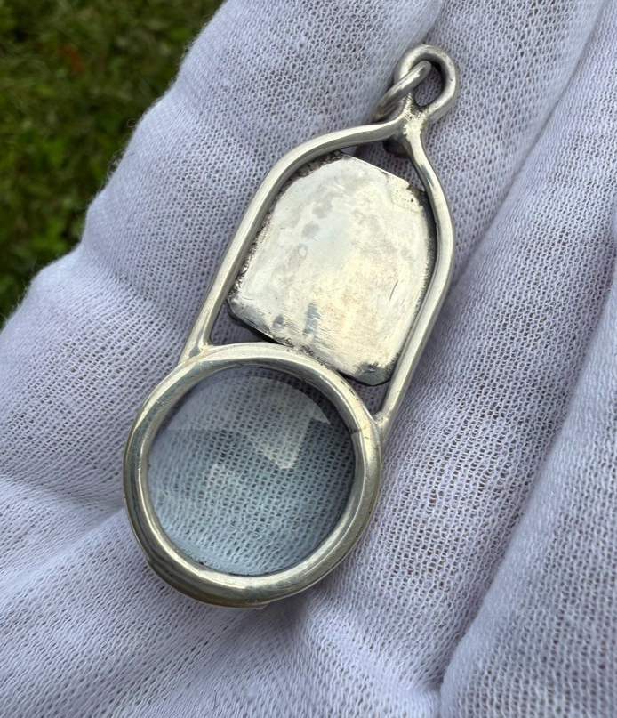 Signed MS Sterling Silver Southwest Jewelers Loupe W/ Moss Agate2