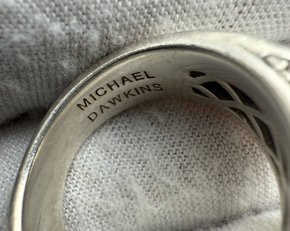 Awesome Michael Dawkins Sterling Silver & Diamond Checker Design Ring7