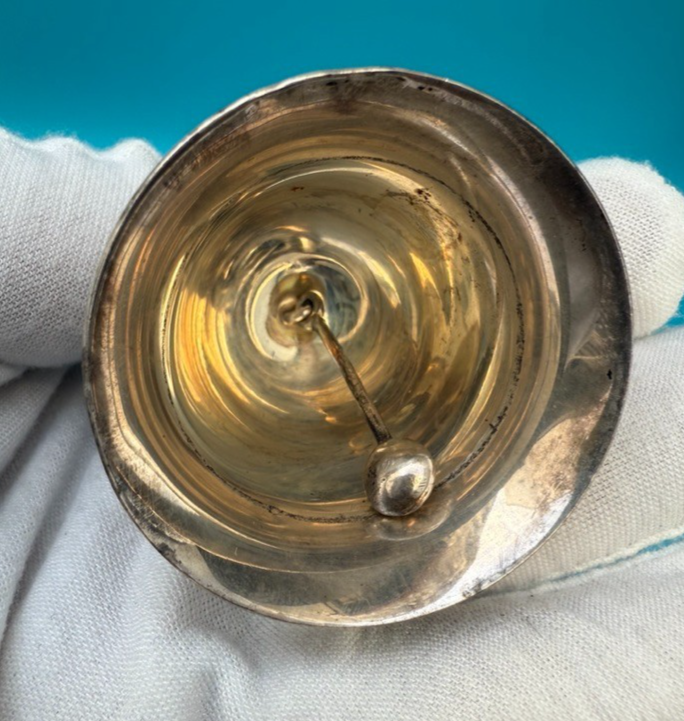 Unique  Antique West German Sterling Silver Bell w/ Woman on Swing 8