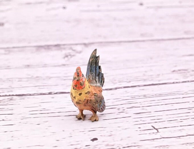 Original & Beautiful Antique Austrian Vienna Cold Painted Bronze of Tiny Rooster8