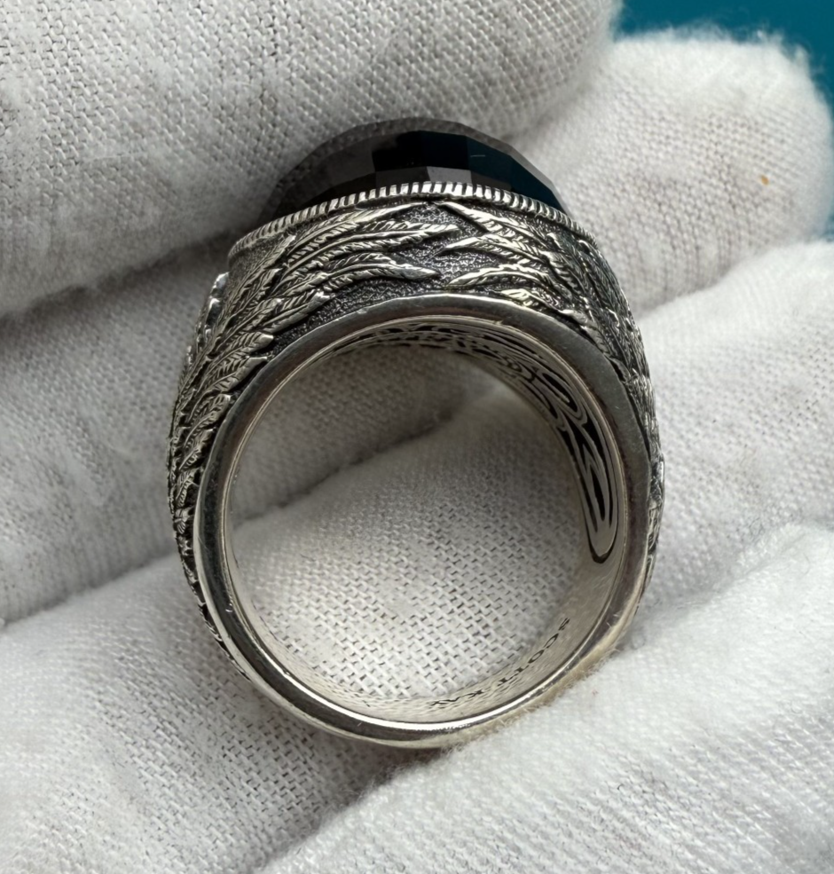 Amazing Designer Scott Kay Sterling Silver Ring w/ Faceted Black Onyx Gemstone6