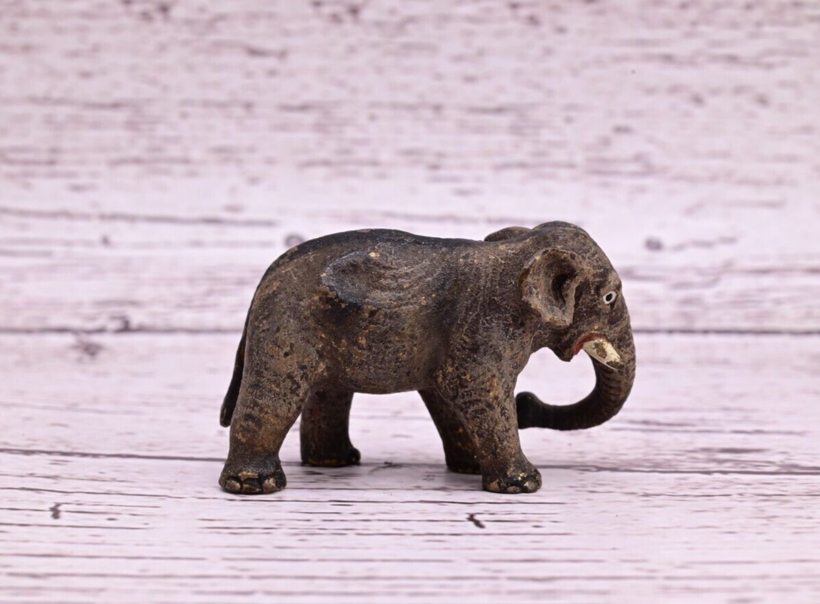 Amazing Antique Austrian Vienna Cold Painted Bronze Figure of Young Elephant3