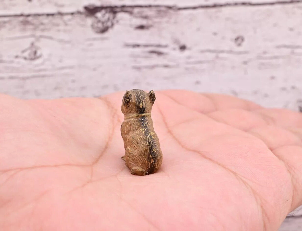 Super Tiny Antique Austrian Vienna Cold Painted Bronze Figure of Detailed Pug2