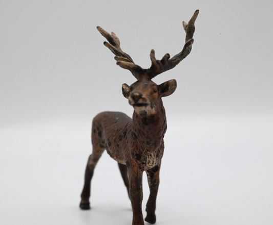 Majestic Antique Austrian Vienna Cold Painted Bronze Figure of Deer Buck1