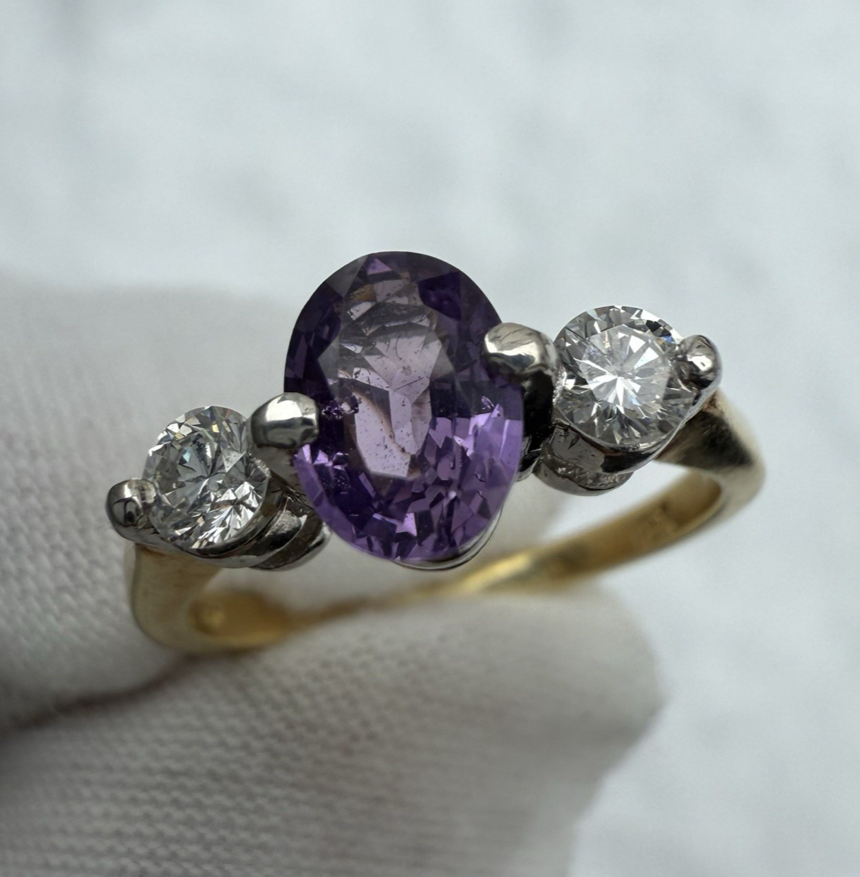 Fantastic Vintage Natural Sapphire & Diamond Ring in 18K Yellow Gold0