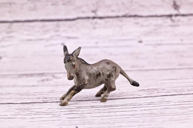Amazing Antique Austrian Vienna Cold Painted Bronze Figure of Running Donkey4