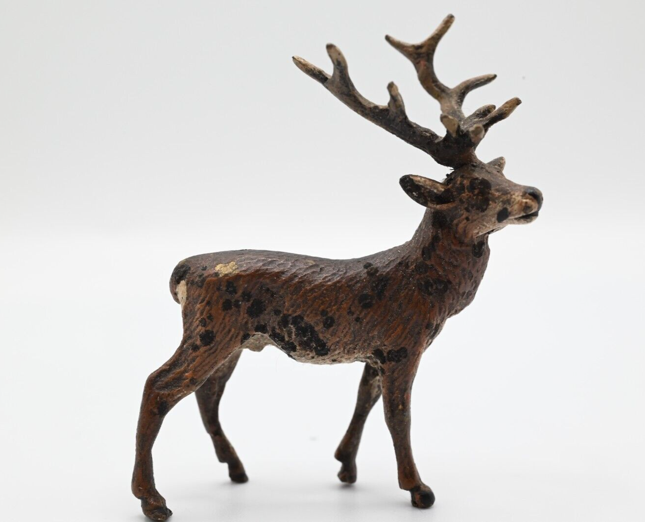 Majestic Antique Austrian Vienna Cold Painted Bronze Figure of Deer Buck0