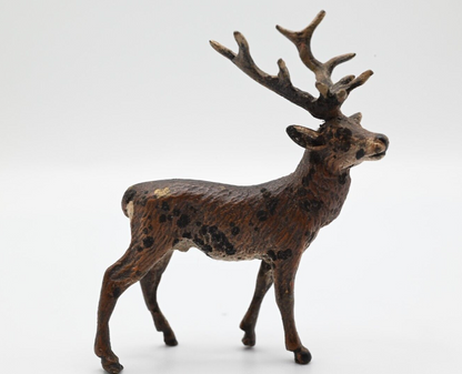 Majestic Antique Austrian Vienna Cold Painted Bronze Figure of Deer Buck0