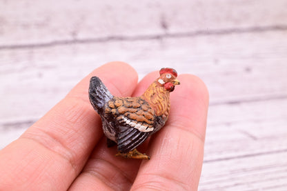 Rare Antique Austrian Vienna Cold Painted Bronze Figure of Super Tiny Brown Hen5