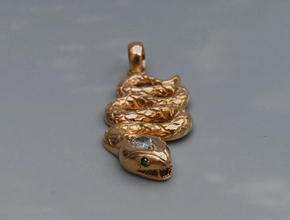 Genuine Antique Victorian 14K Yellow Gold Snake Amulet Pendant GIA Certified2