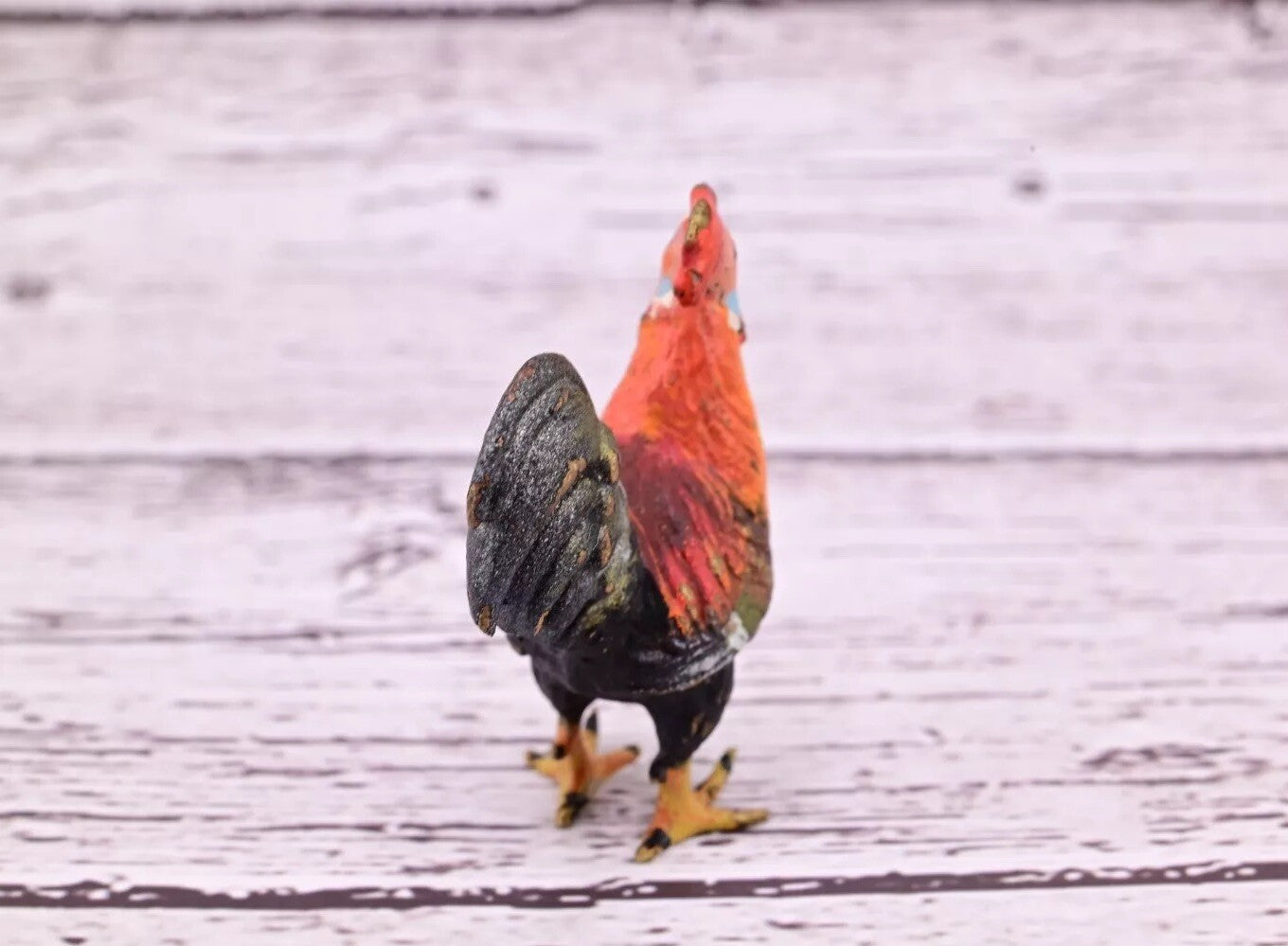 Colorful Antique Austrian Vienna Cold Painted Bronze Figure of Miniature Rooster10
