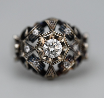 Vintage Art Deco Style Statement Ring 18K Gold .40 ct Center Diamond5